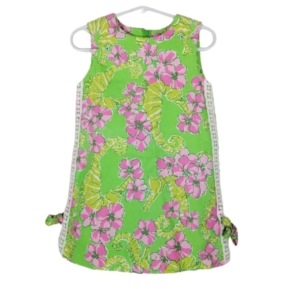 Lilly Pulitzer Other - Lilly Pulitzer Limeade Floaters Seahorse Dress Girls Size 3 Tropical Pink Green
